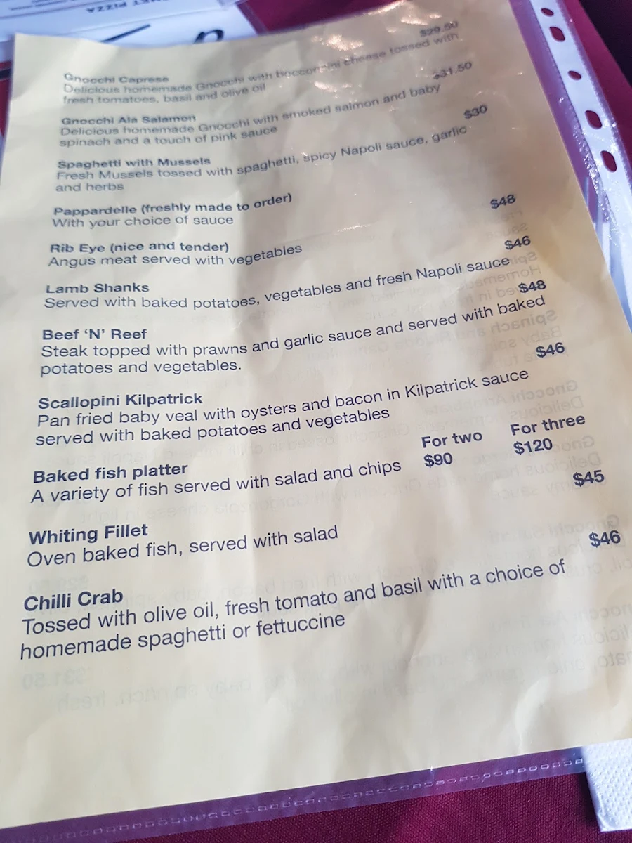 Menu, Tono on Borsari
