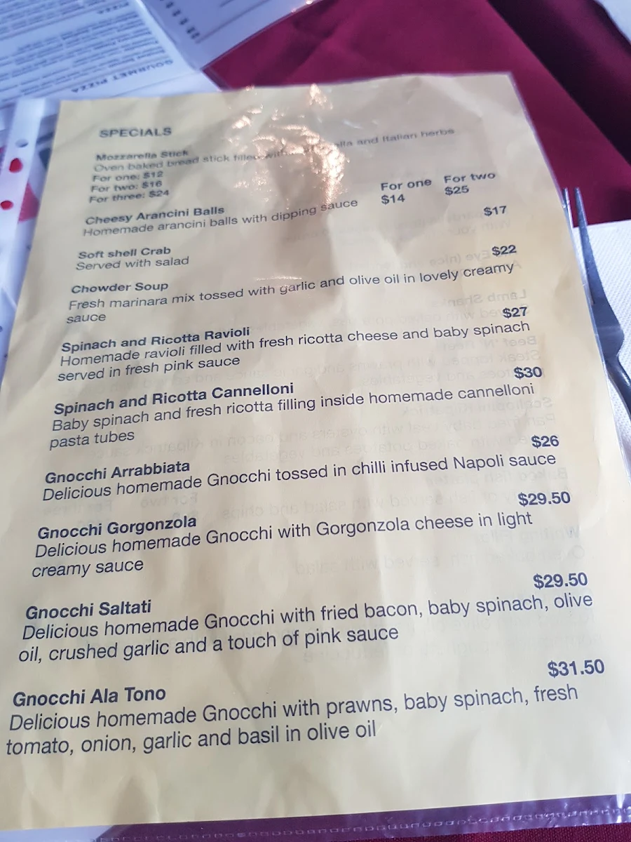 Menu, Tono on Borsari