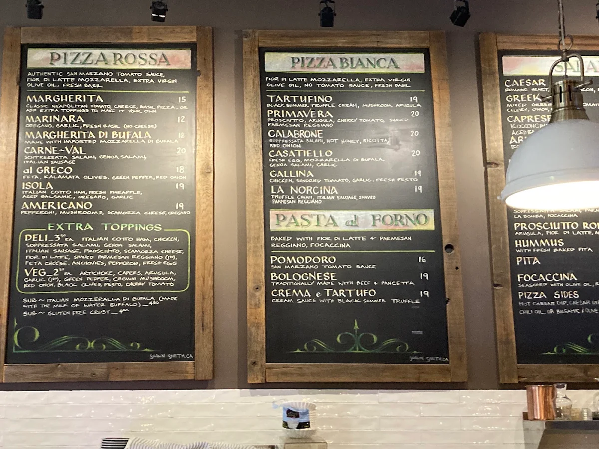 Menu, Antico Pizza Napoletana