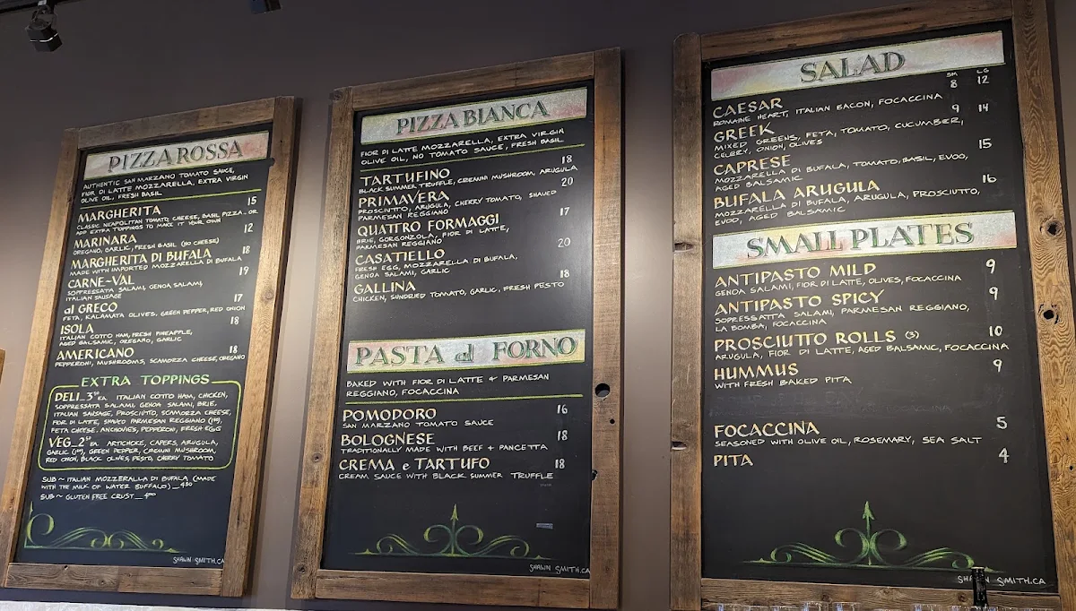 Menu, Antico Pizza Napoletana