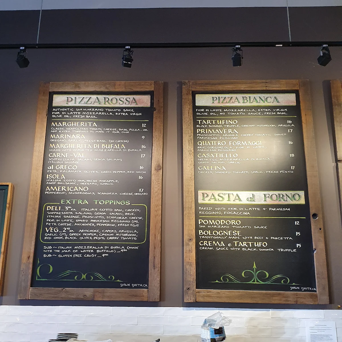 Menu, Antico Pizza Napoletana