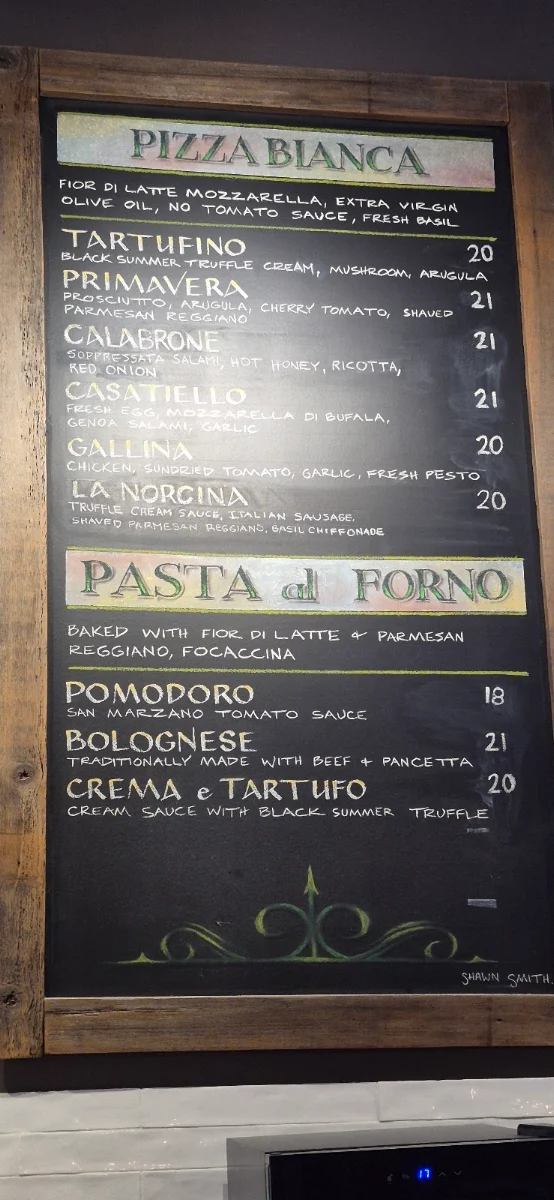 Menu, Antico Pizza Napoletana