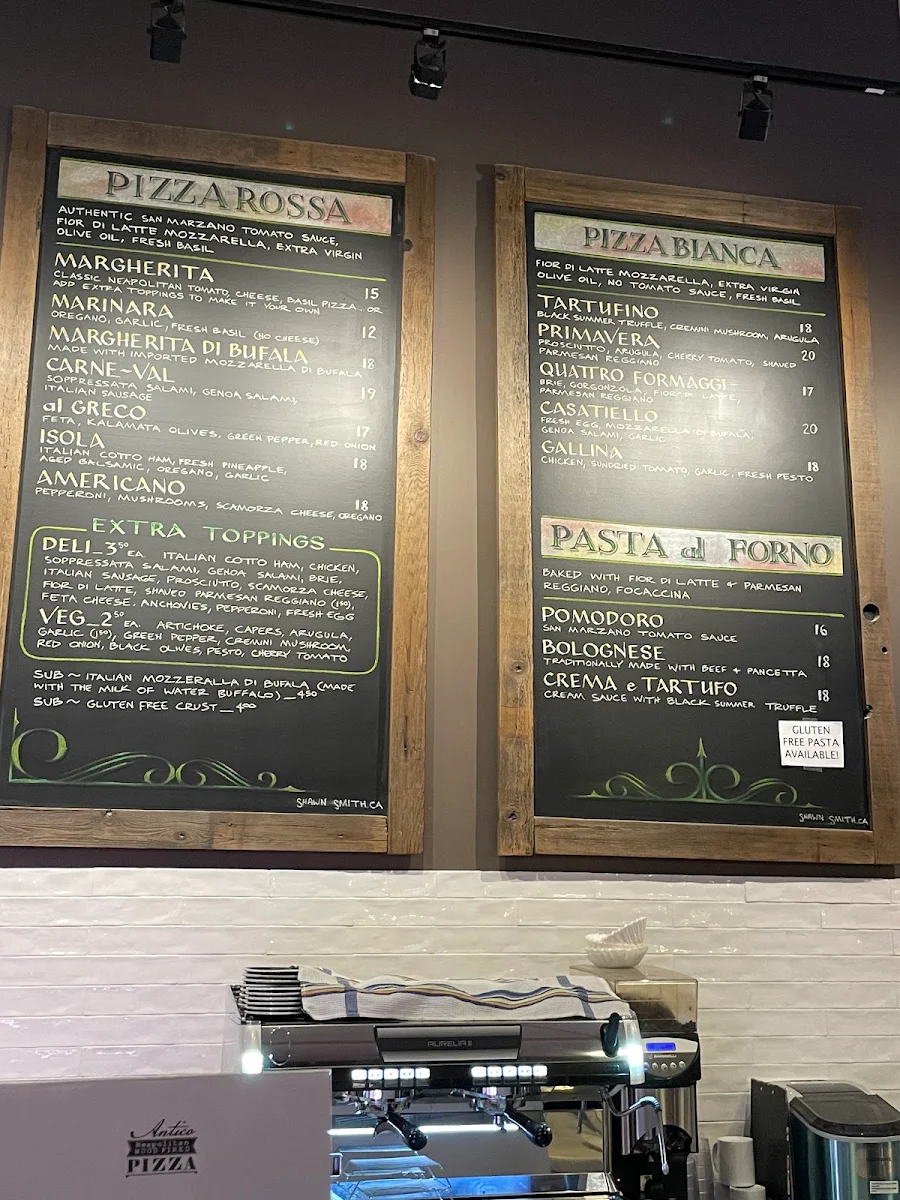 Menu, Antico Pizza Napoletana