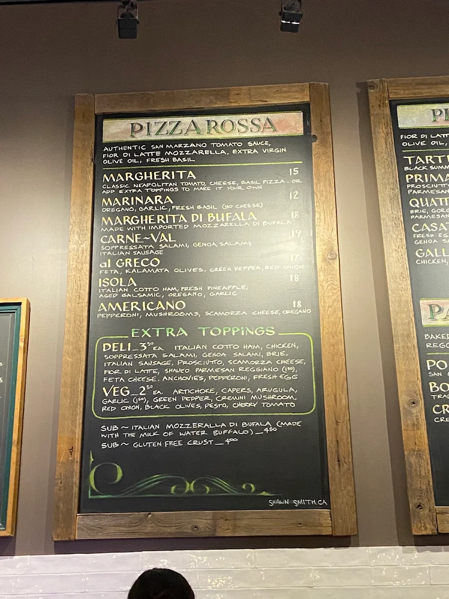 Menu, Antico Pizza Napoletana