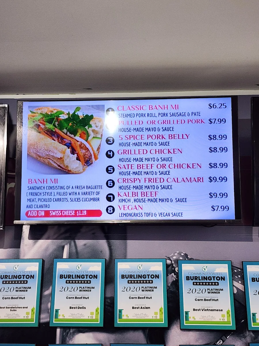 Menu, Corn Beef Hut (Vietnamese Banh Mi & Deli Sandwiches)