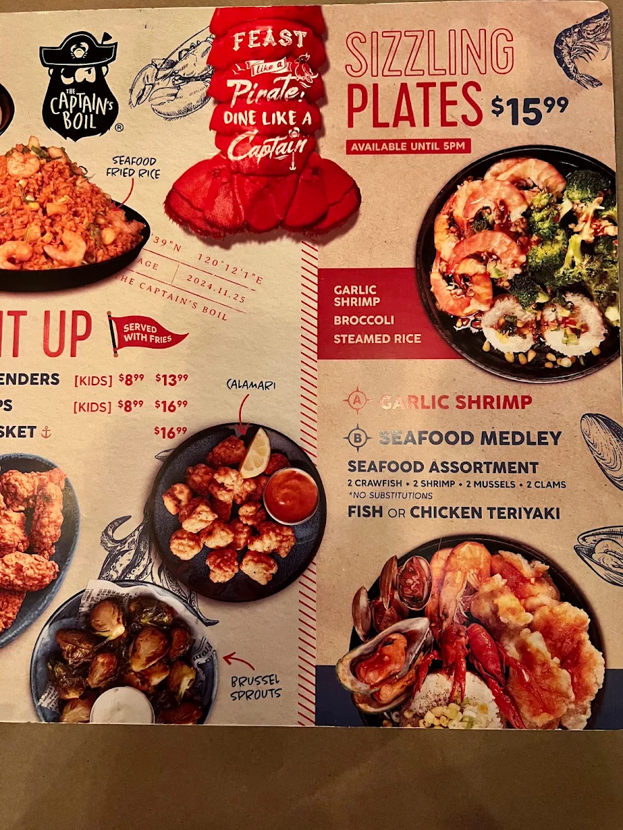 Menu, The Captain's Boil