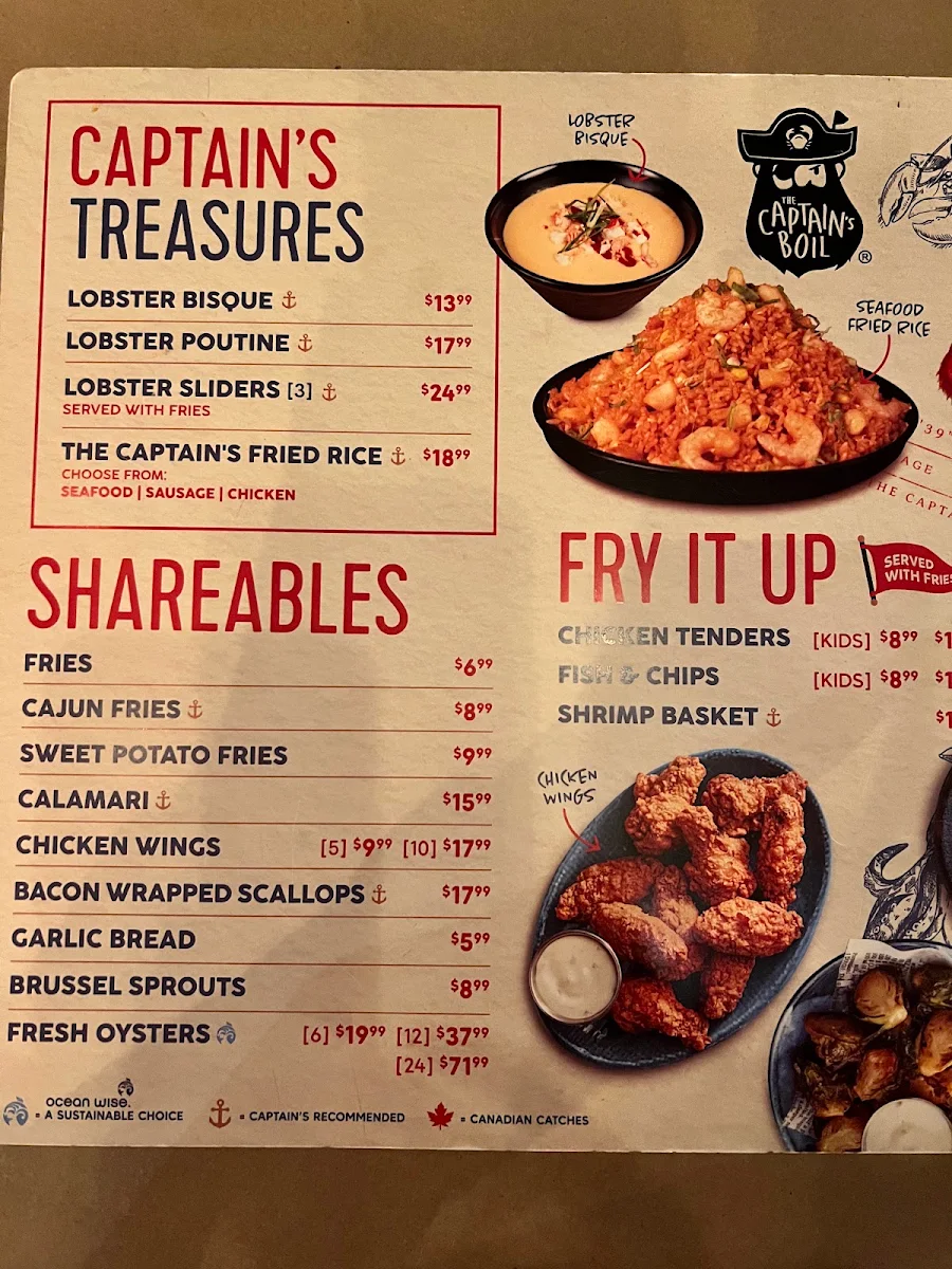Menu, The Captain's Boil