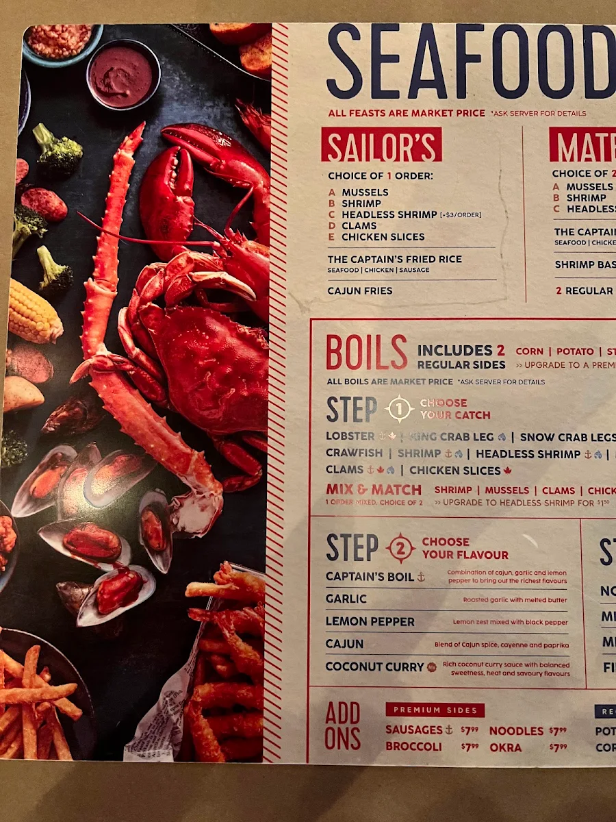 Menu, The Captain's Boil