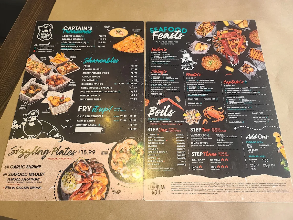 Menu, The Captain's Boil