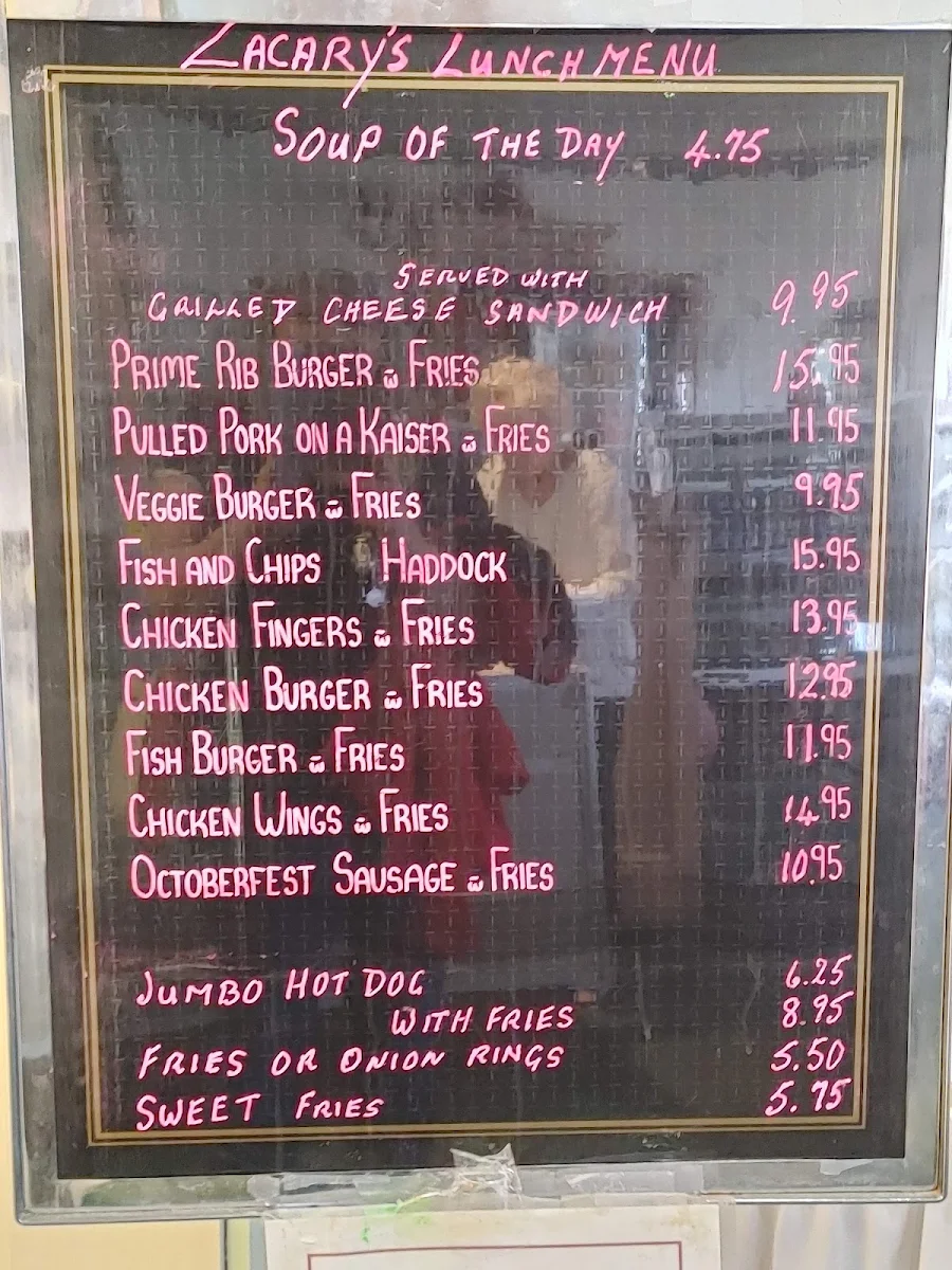 Menu, Zachary's Restaurant