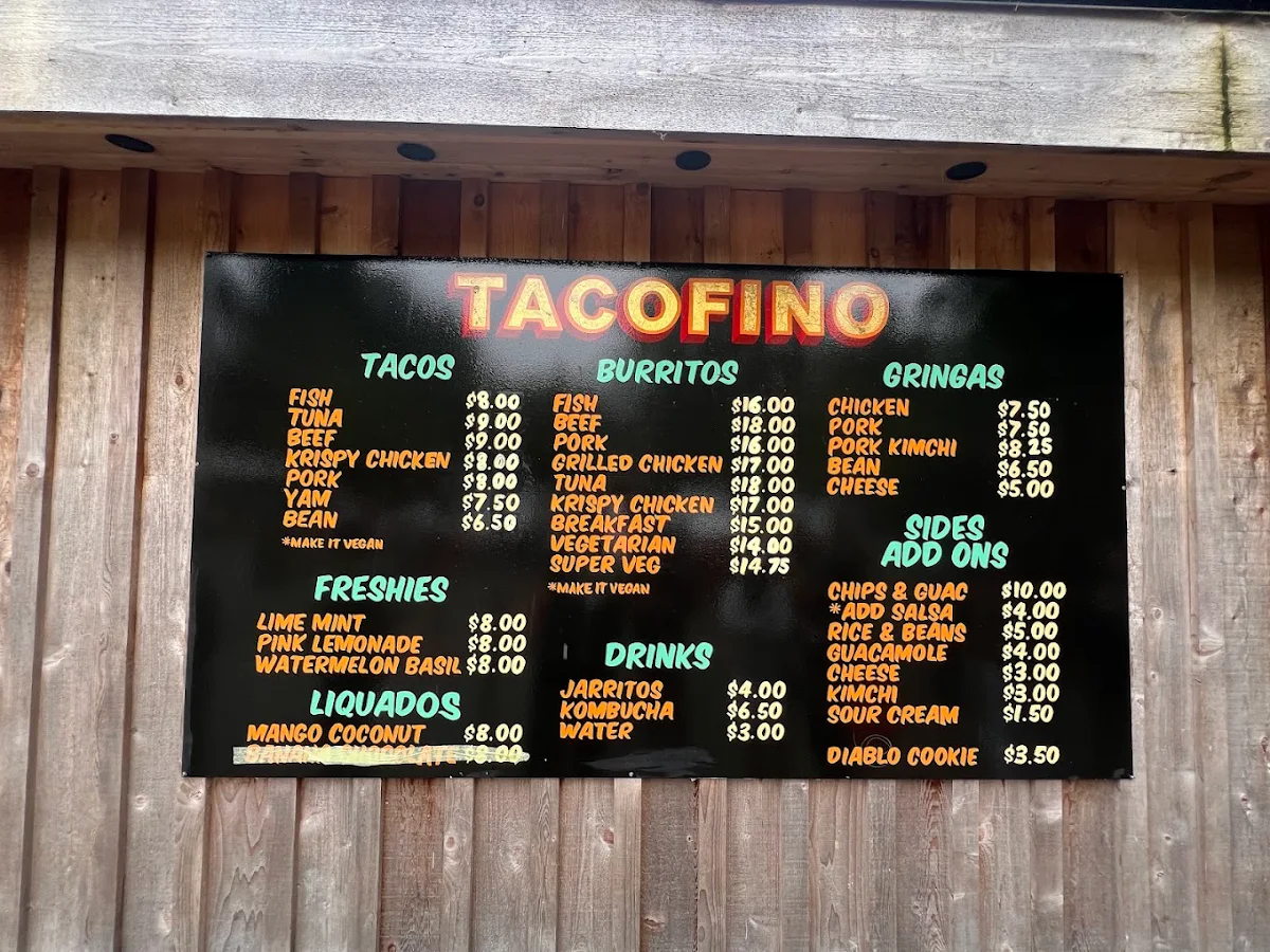 Menu, Tacofino Tofino (Original Truck)