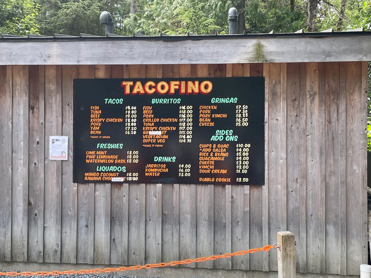 Menu, Tacofino Tofino (Original Truck)