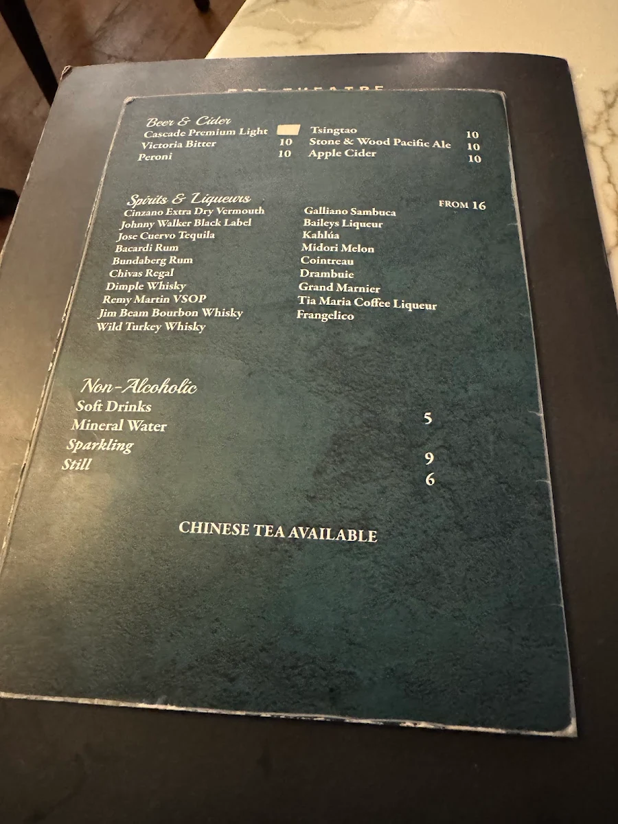 Menu, The Bund - Walsh Bay
