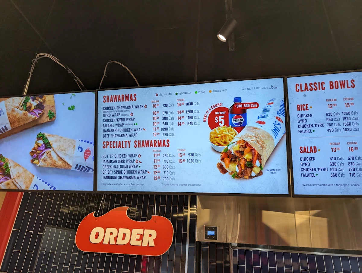 Menu, Tahini's Shawarma