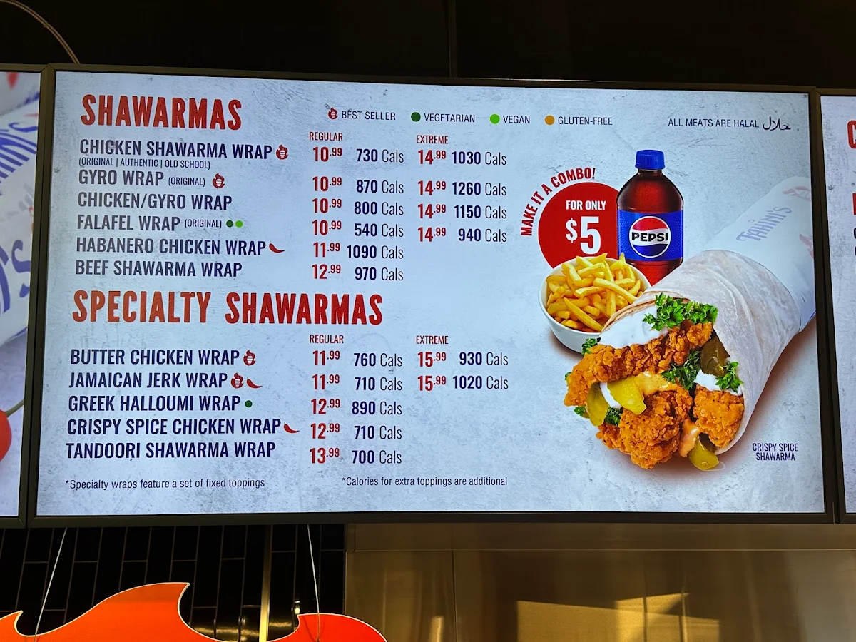 Menu, Tahini's Shawarma
