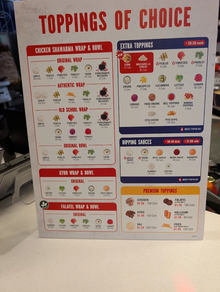 Menu, Tahini's Shawarma