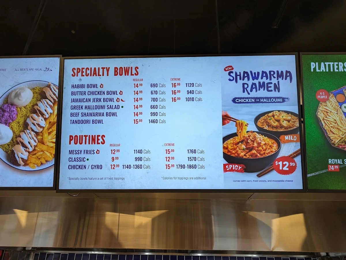 Menu, Tahini's Shawarma
