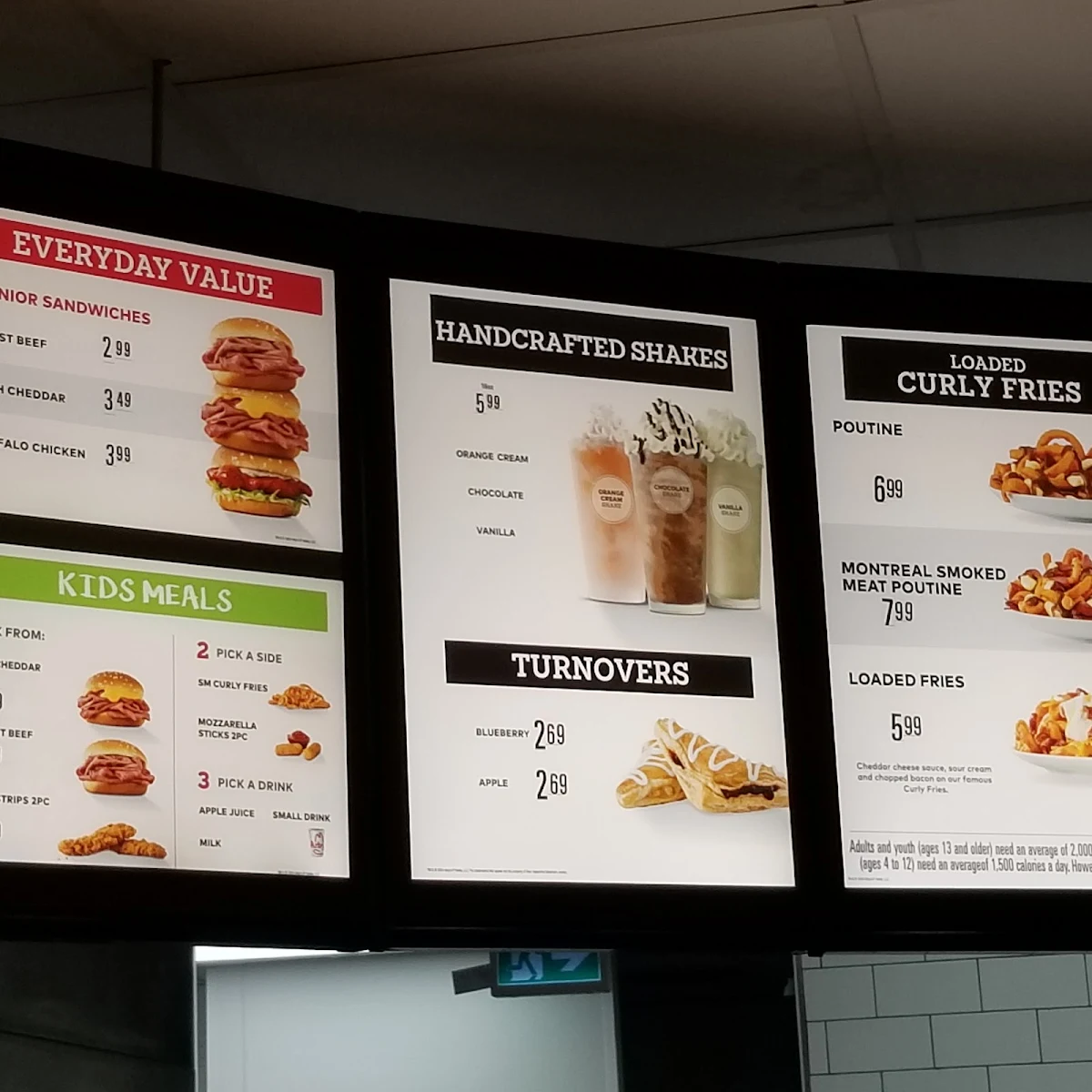 Menu, Arby's