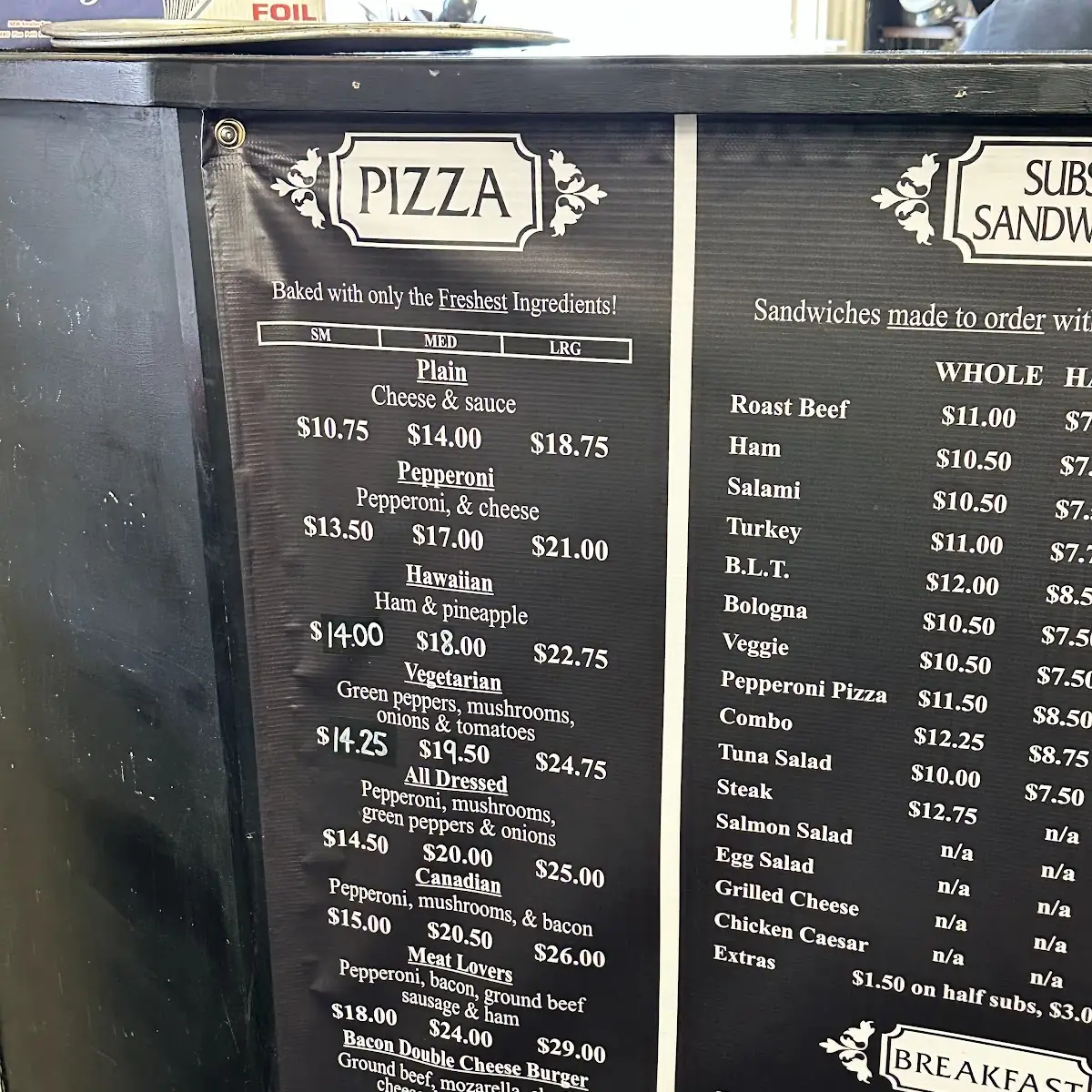 Menu, Village Pantry