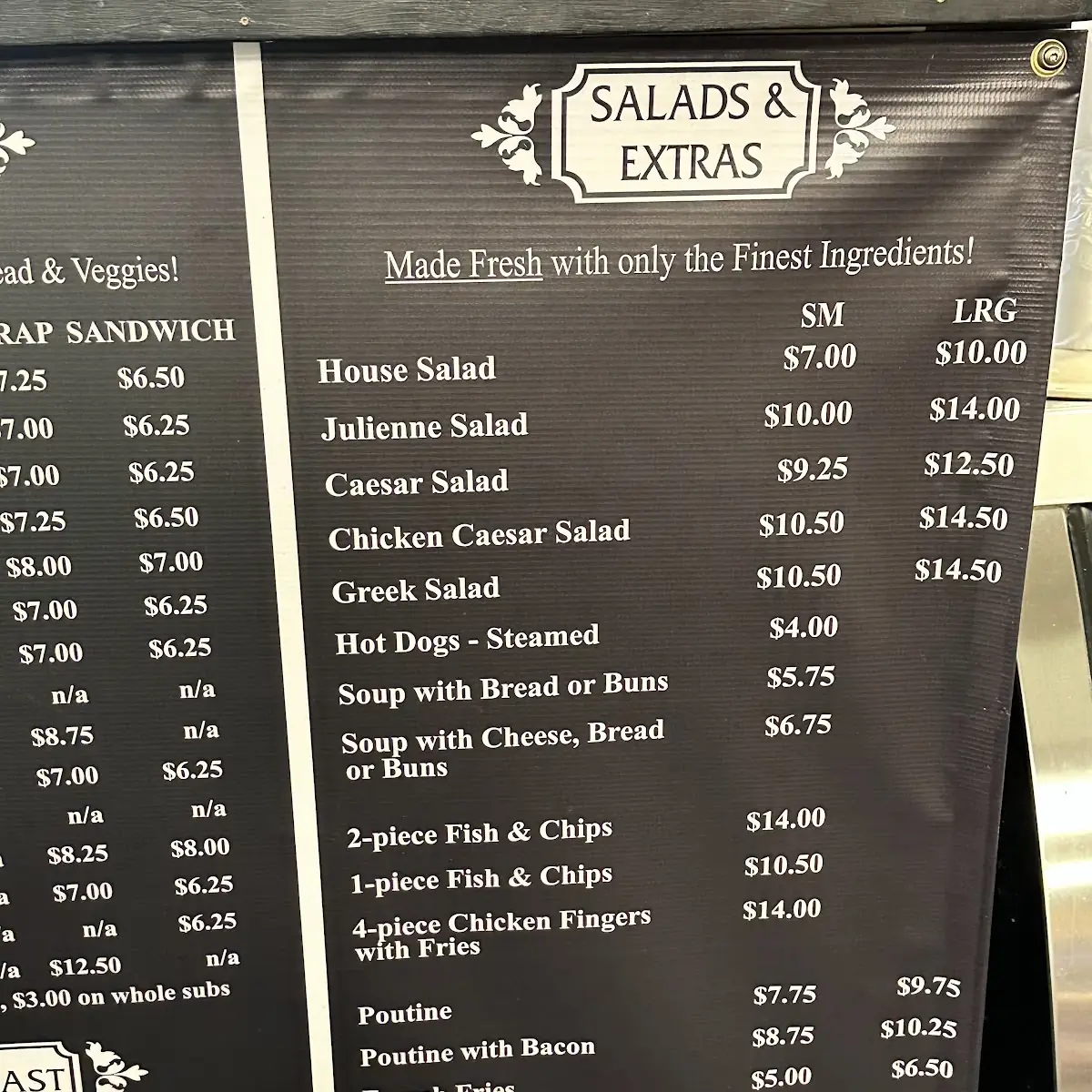 Menu, Village Pantry