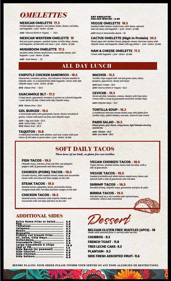 Menu, Huevos Gourmet