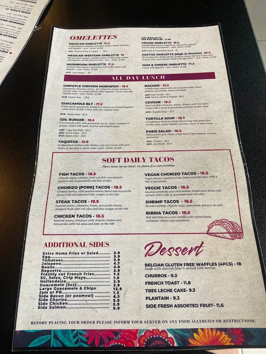 Menu, Huevos Gourmet