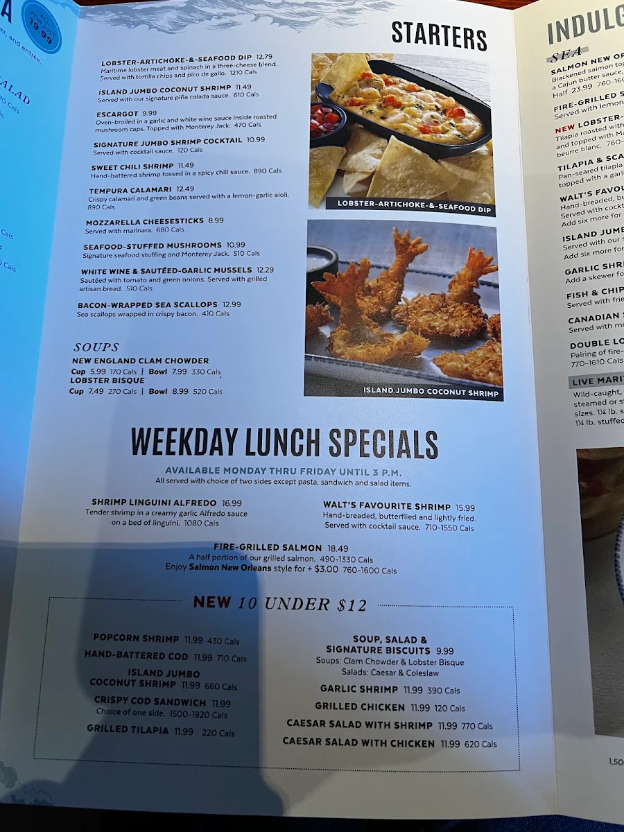 Menu, Red Lobster