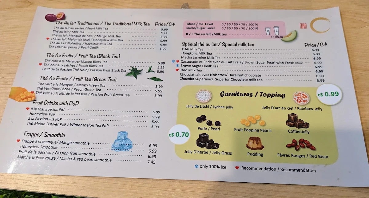 Menu, Nouilles Etc