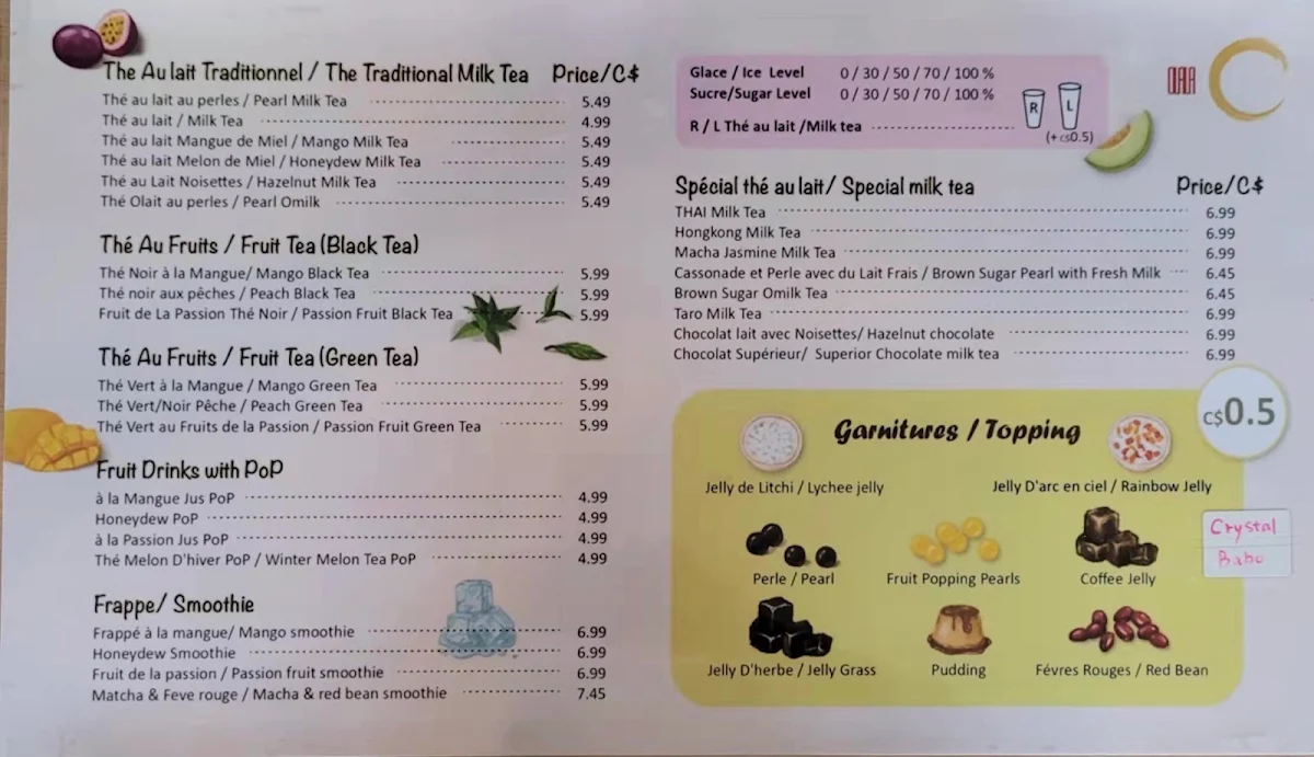 Menu, Nouilles Etc