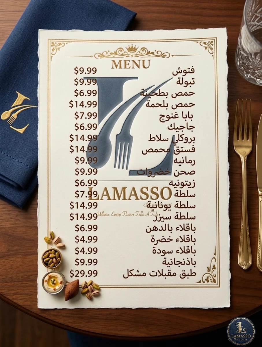 Menu, Lamasso Restaurant