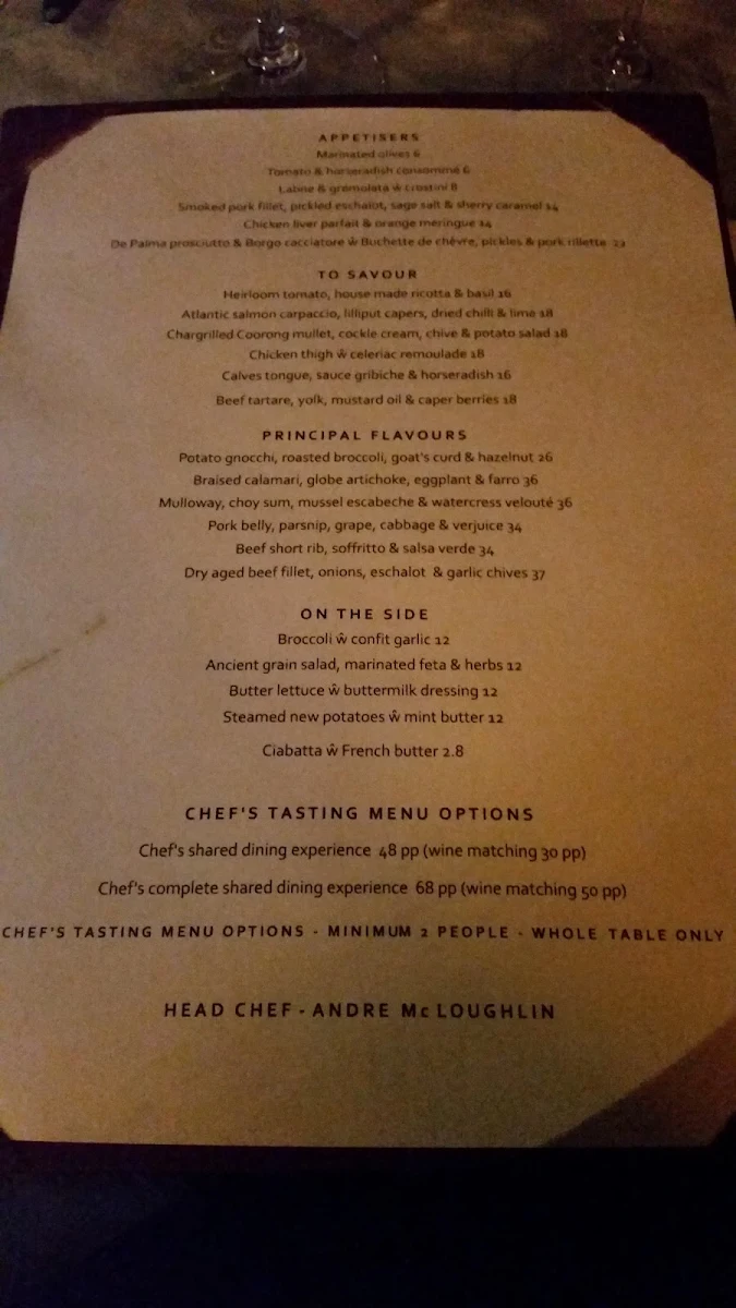 Menu, APOTECA