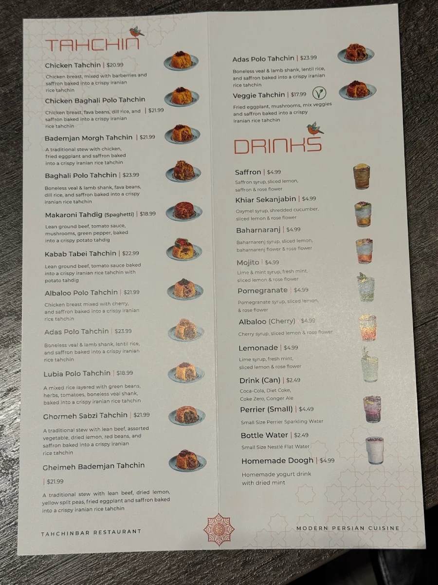 Menu, Tahchinbar