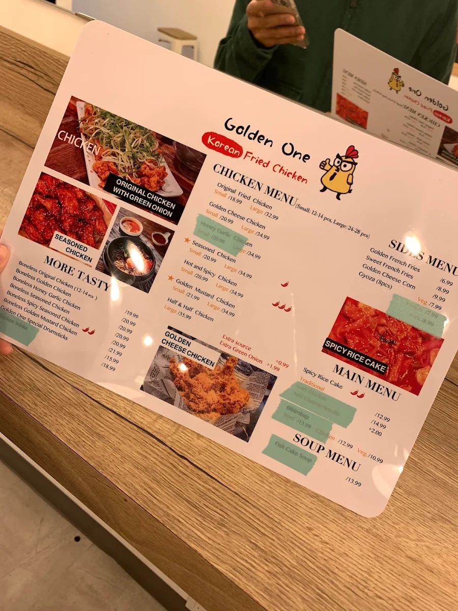 Menu, Golden One Fried Chicken
