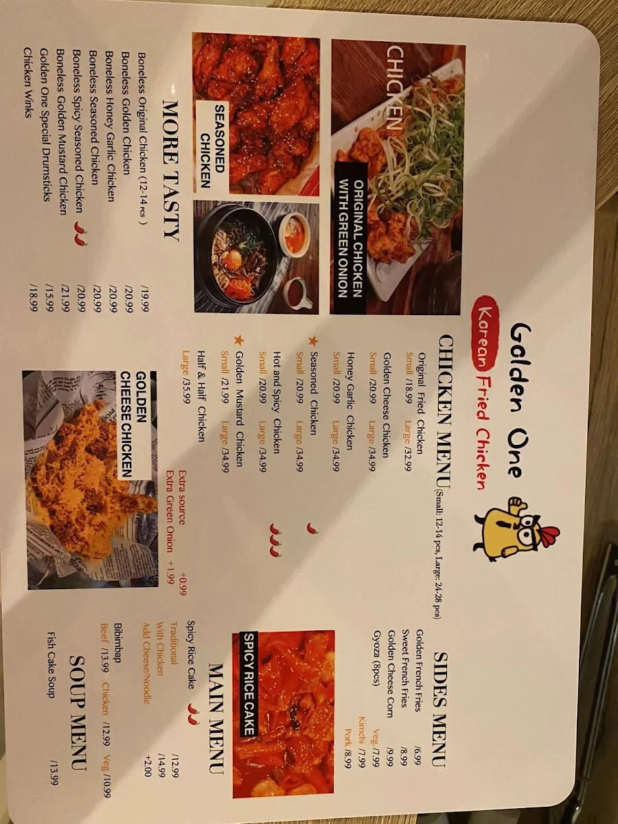 Menu, Golden One Fried Chicken