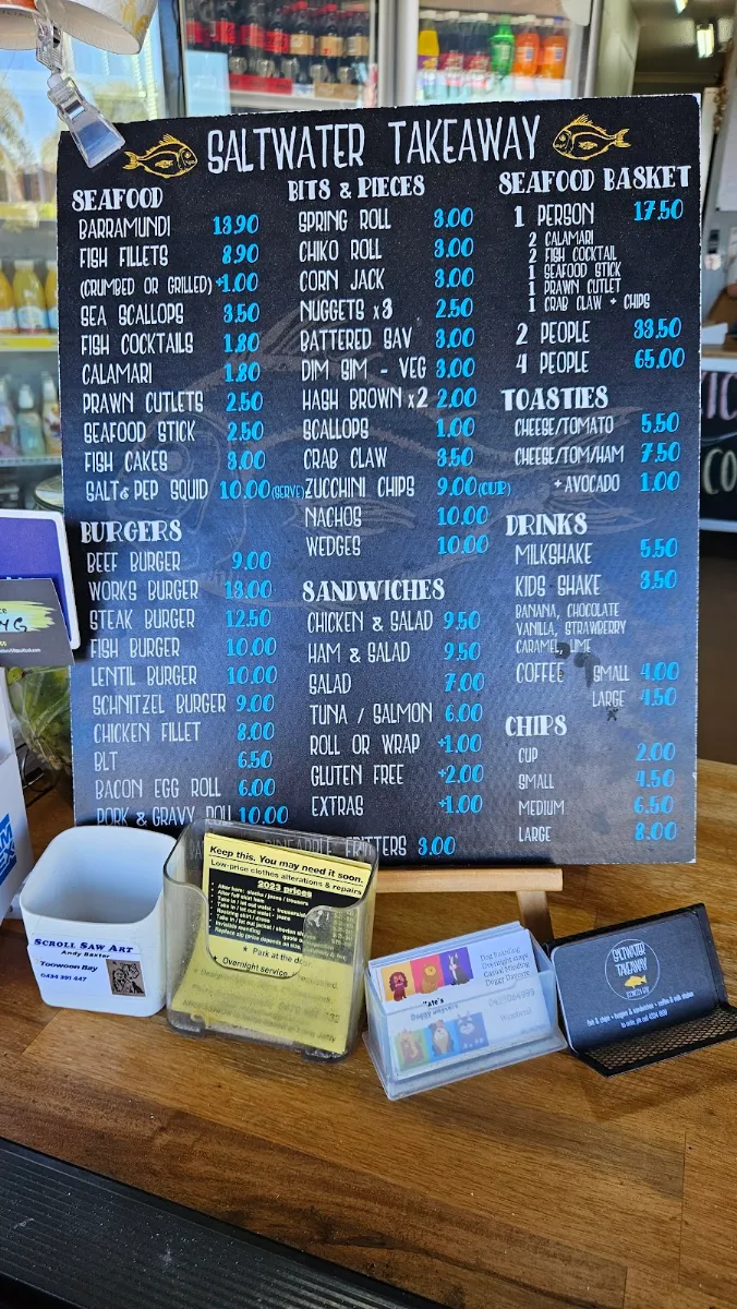 Menu, Saltwater Takeaway Toowoon Bay