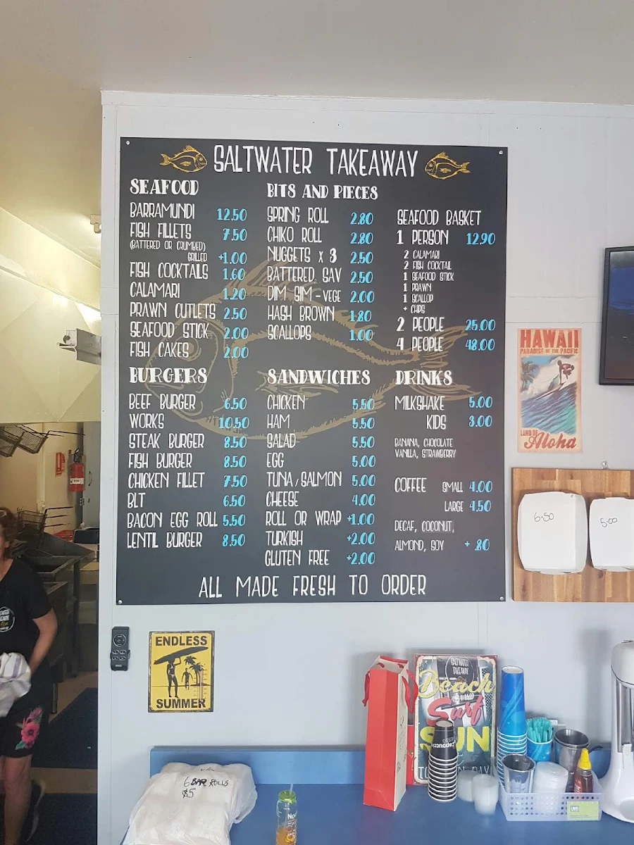 Menu, Saltwater Takeaway Toowoon Bay