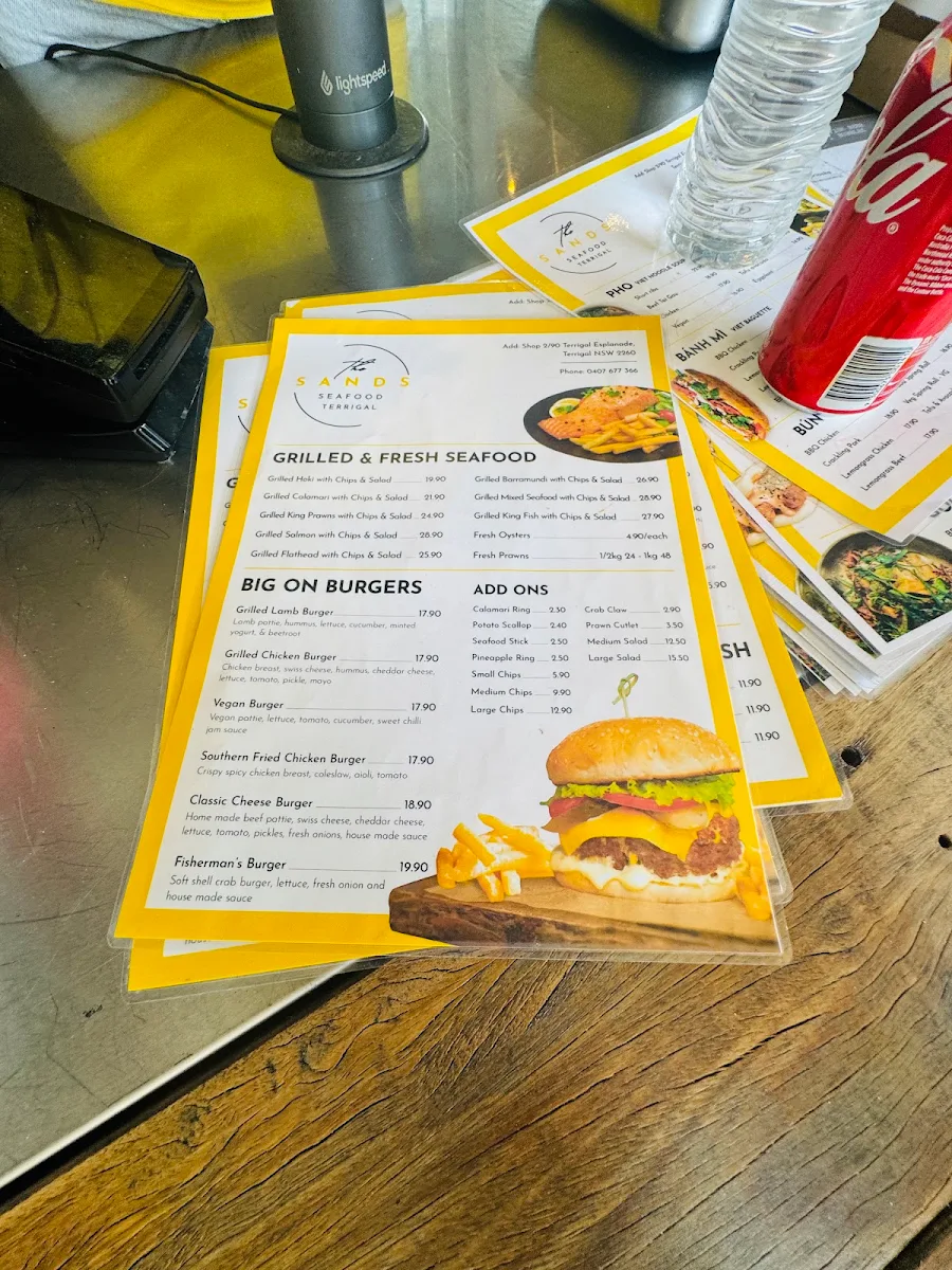 Menu, The Sands Seafood