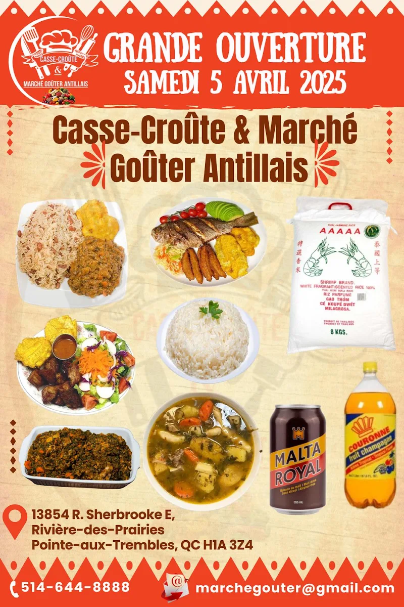 Menu, Casse-croute/marché goûter antillais inc.