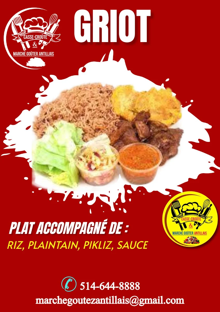Menu, Casse-croute/marché goûter antillais inc.