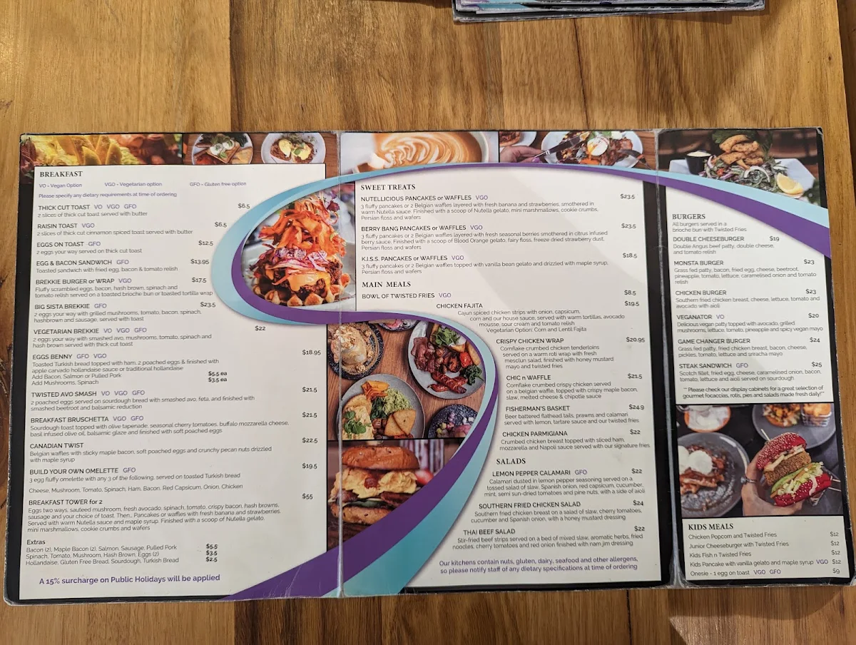 Menu, Twisted Sista Cafe & Gelateria - Knox