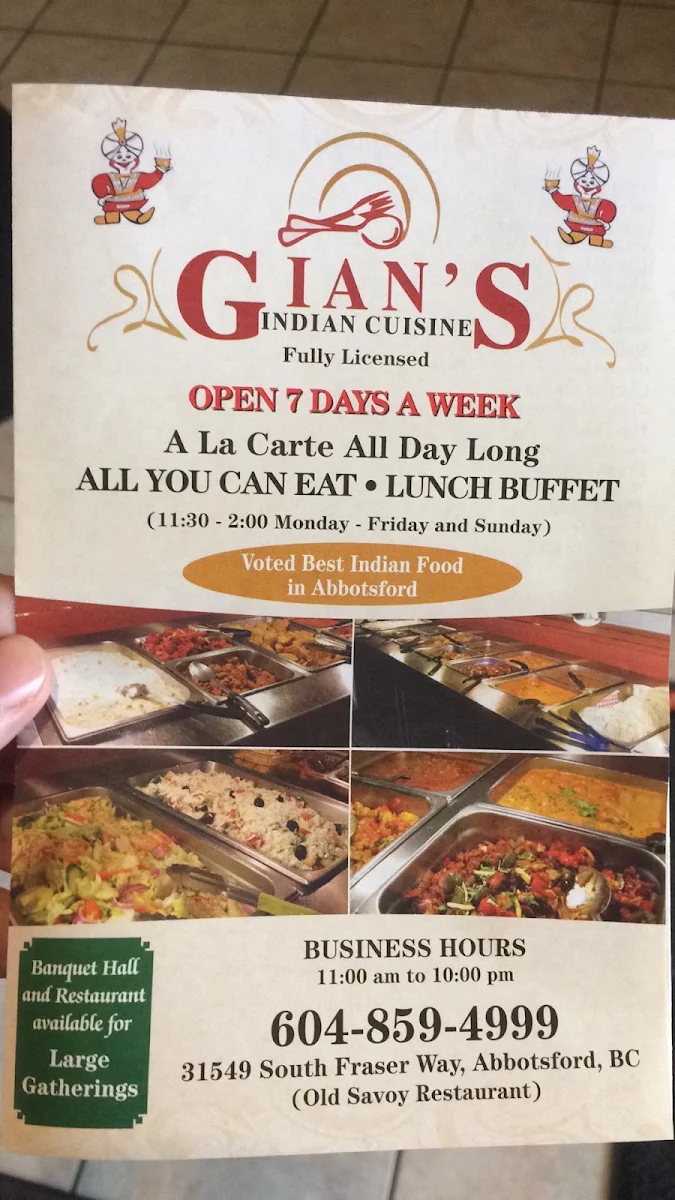 Menu, Gian's Sweetshop