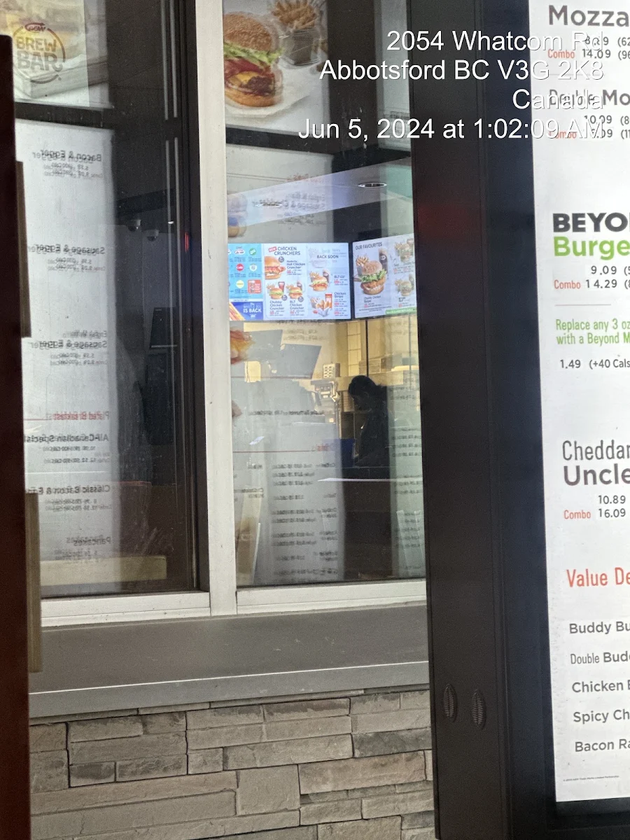 Menu, A&W Canada