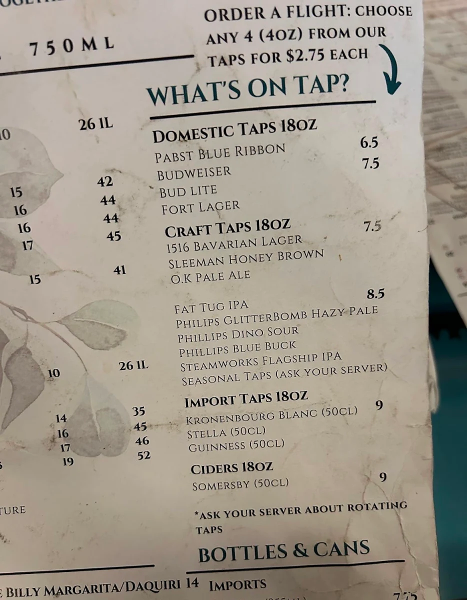Menu, Fort Pub & Grill