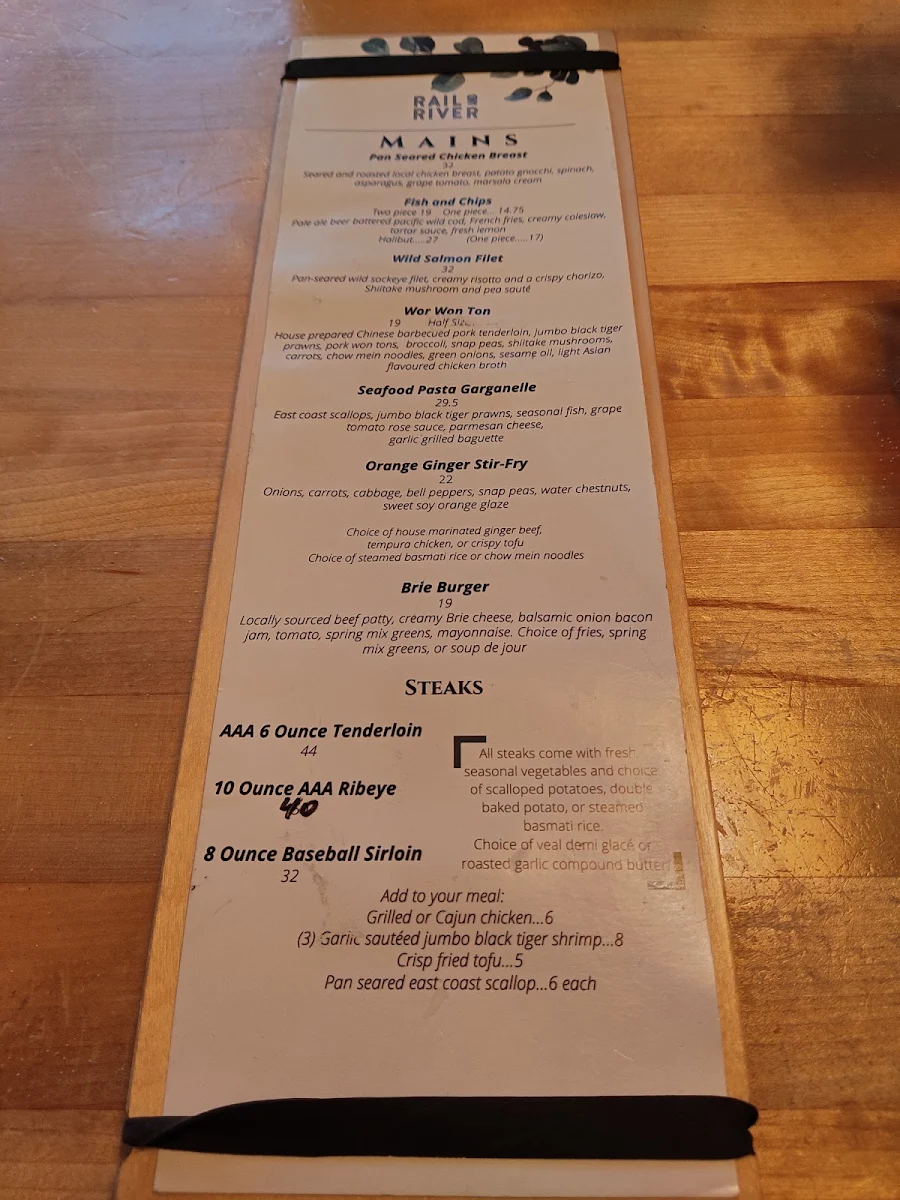 Menu, Fort Pub & Grill