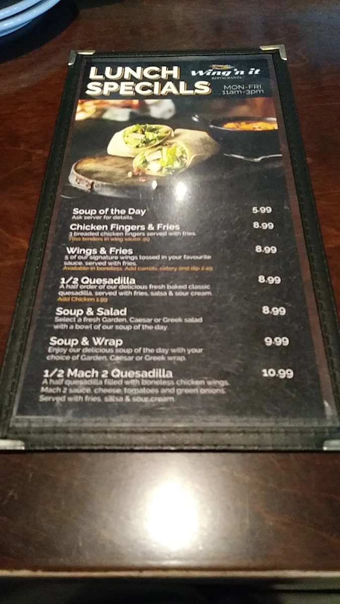 Menu, Wing'n It
