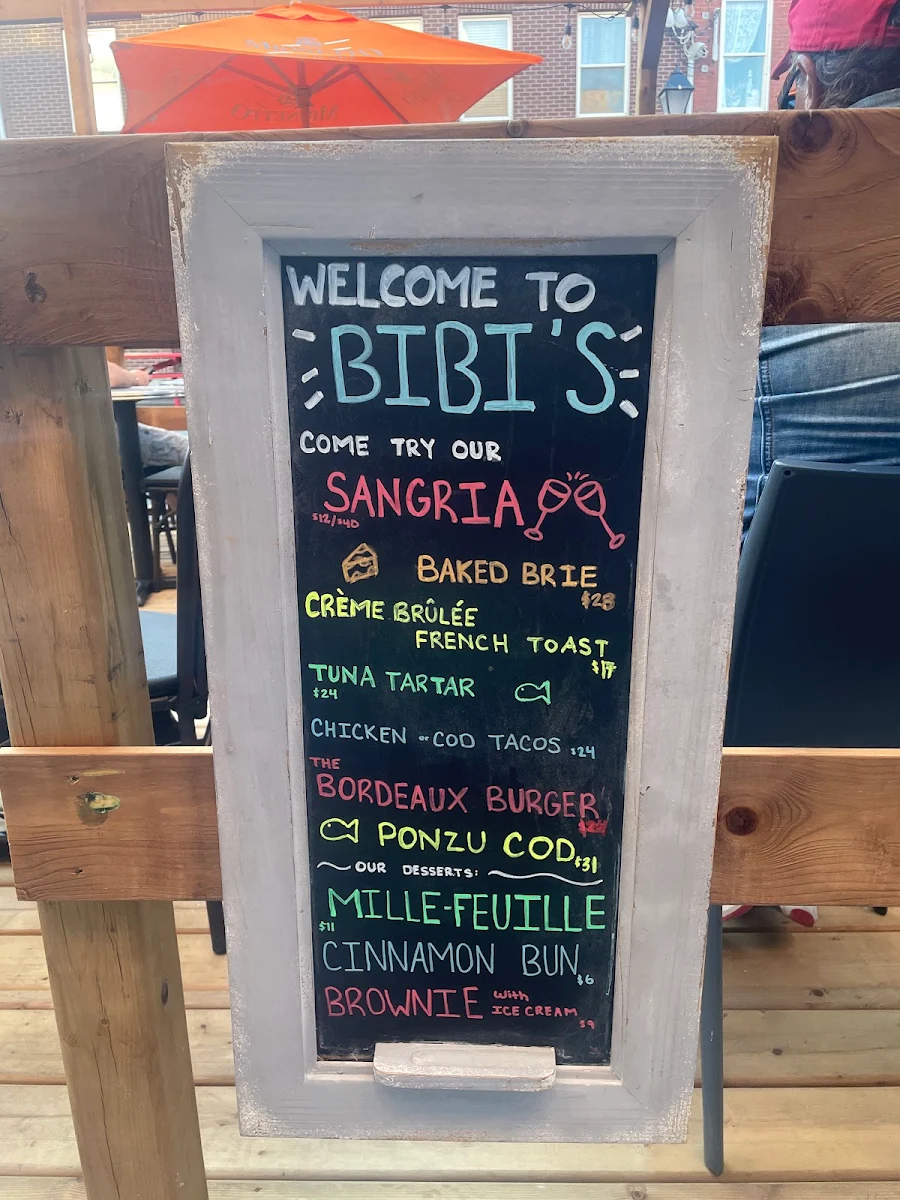 Menu, Bibi Bistro