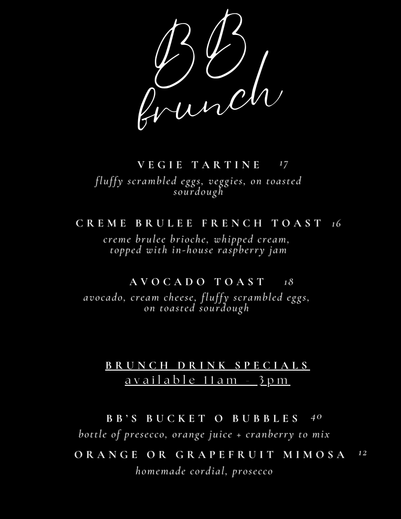 Menu, Bibi Bistro