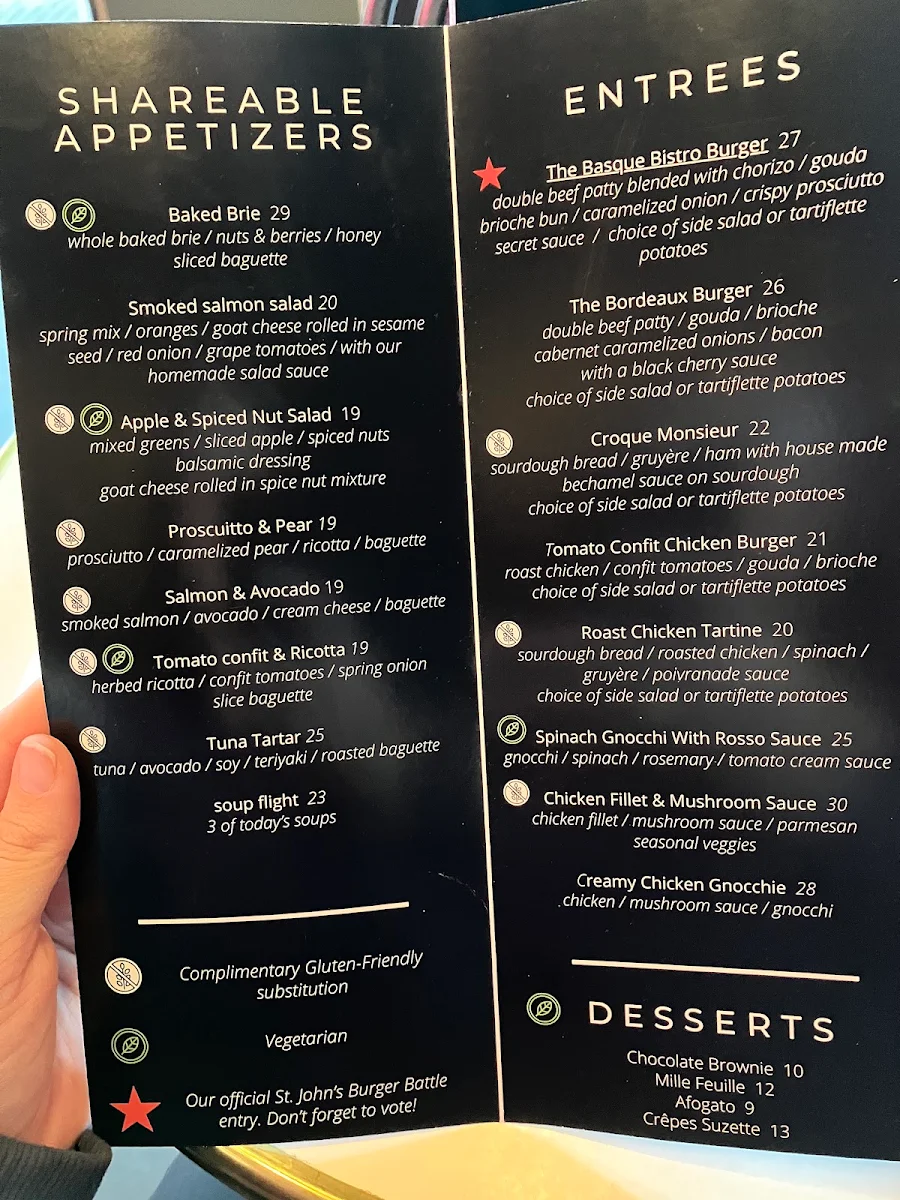 Menu, Bibi Bistro