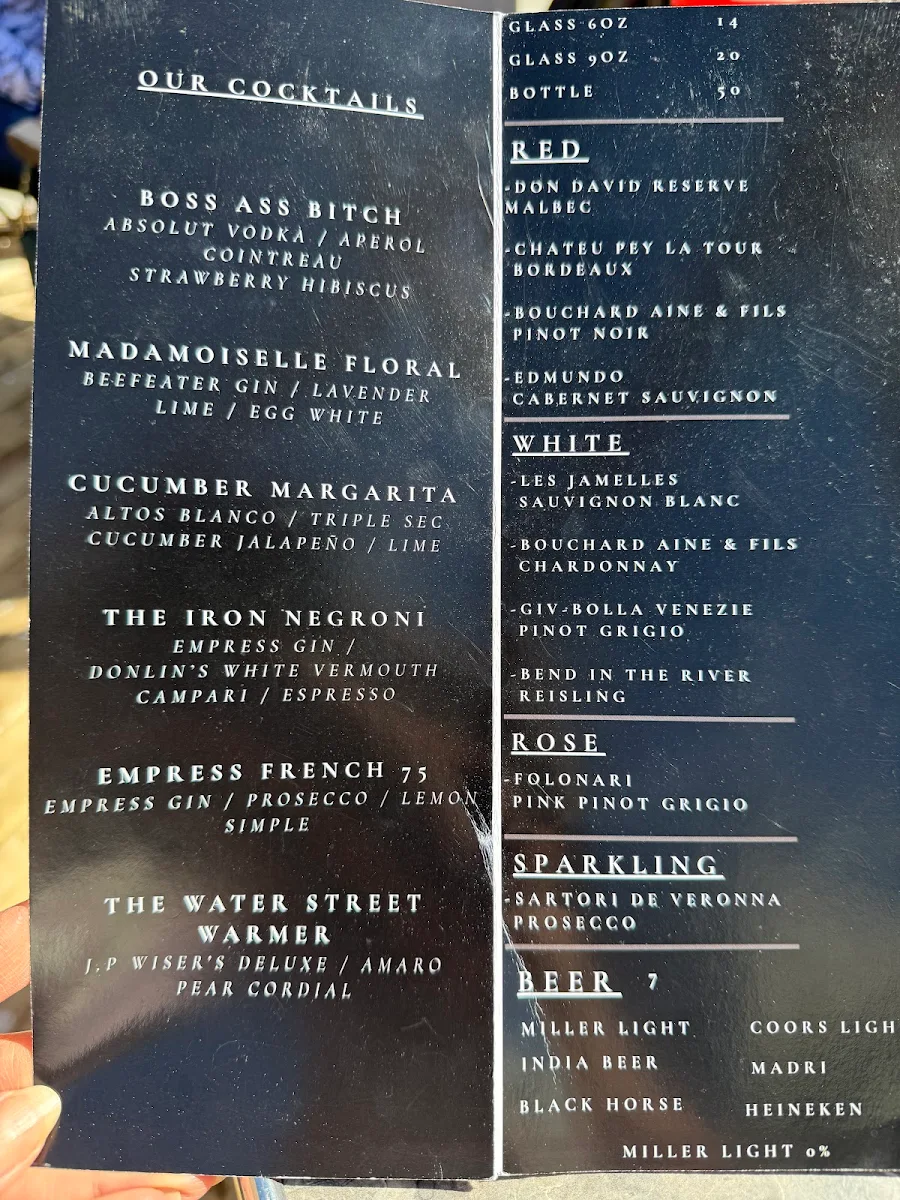 Menu, Bibi Bistro