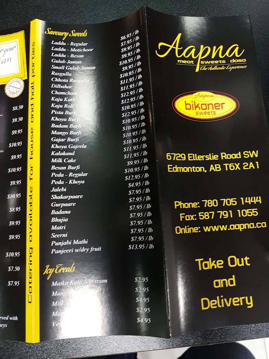 Menu, Aapna Meat Sweets Dosa
